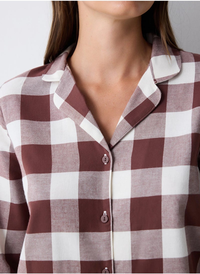 Brown Gingham Shirt and Pant Pajama Set - pzsku/ZDA71EED4CD331304140CZ/45/_/1733841589/06bb5302-e8af-4340-8cd5-5093ea1ceb70