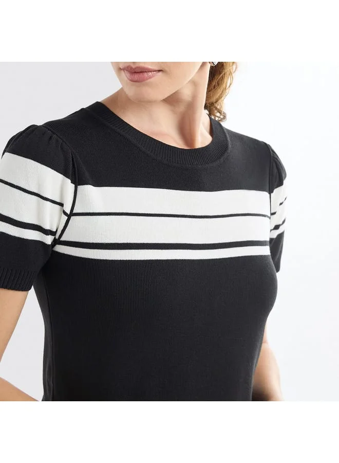 Splash FAV Striped Crew Neck T-shirt with Short Sleeves
