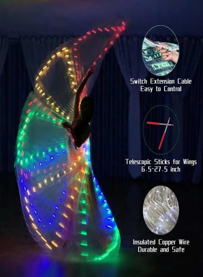 ZFBIRD LED Wings Halloween Butterfly Wings Light Up Moth Cape (40inch for Kids, Colorful Lights) - Image 4