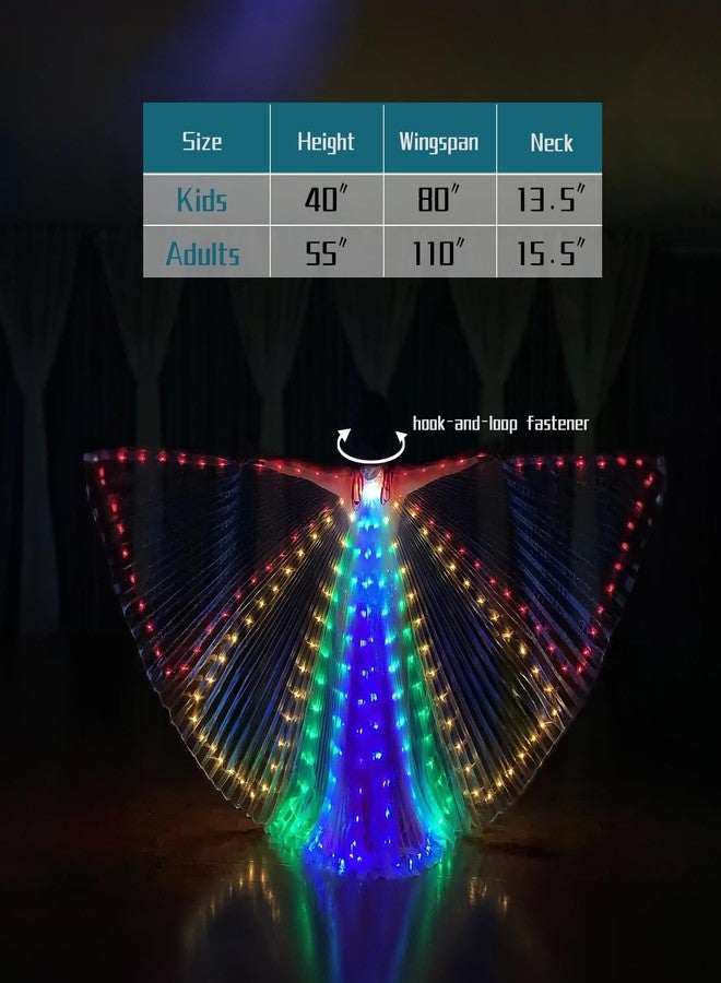 ZFBIRD LED Wings Halloween Butterfly Wings Light Up Moth Cape (40inch for Kids, Colorful Lights) - Image 3