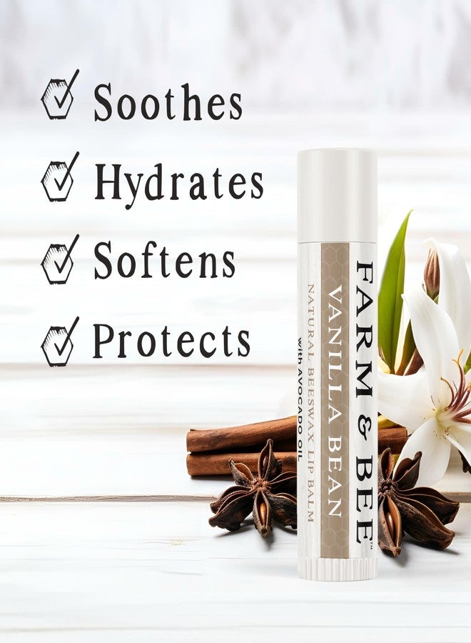 Farm & Bee Natural Lip Balm - Organic & Natural Ingredients - Beeswax Based Moisturizing Lip Care Chapstick for Chapped Lips - Great Gift Idea - Farm & Bee - 0.15oz (Pack of 4 - Vanilla Bean) - Image 2