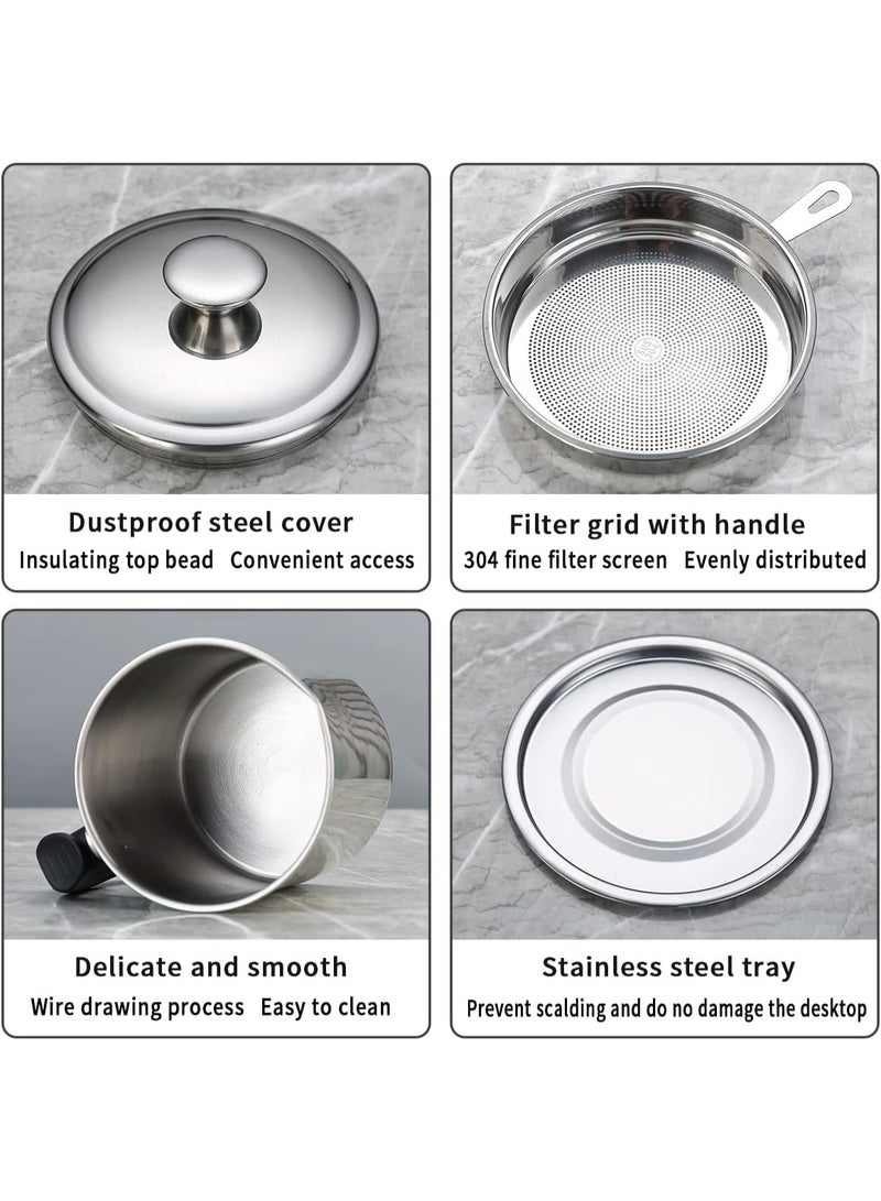 DubaiGallery Stainless Steel Milk Boiler Pot with Lid and Strainer, Durable Kitchen Utensil for Tea Coffee Preparation, Multipurpose Saucepan with Handle, Heat Resistant Design for Daily Cooking Needs and Home Use - Image 3