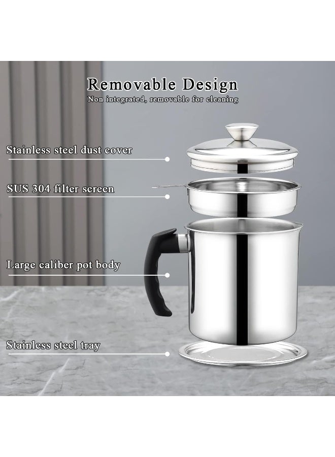 DubaiGallery Stainless Steel Milk Boiler Pot with Lid and Strainer, Durable Kitchen Utensil for Tea Coffee Preparation, Multipurpose Saucepan with Handle, Heat Resistant Design for Daily Cooking Needs and Home Use - Image 2