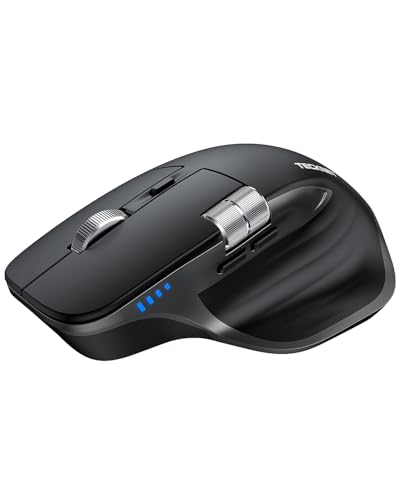 TECKNET Wireless Mouse, Bluetooth Mouse (BT5.3/5.0 & 2.4G) Rechargeable Ergonomic Optical Mouse with 6 Adjustable DPI, Side Scroll, Quiet Clicks, USB A Receiver, 7 Buttons, Wide Compatibility - Black - Image 1