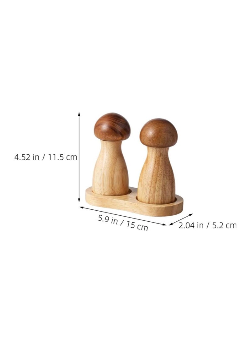 general Wooden Pepper Mill Set Acacia Wood Salt and Pepper Set Cute Mushroom Kitchen Wooden Pepper Mill Refillable Spice Tools Barbecue - Image 5