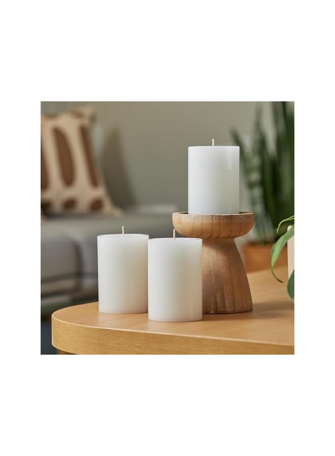 The Bros Premium Quality Unscented Pillar Candle 3 x 4 Inch, Long Burning Hours, Decorative, SPA, Church - Dripless Clean Burning Smokeless Dinner Candle | Set of 4 - Image 5