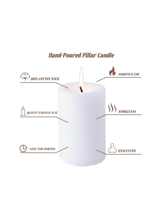 The Bros Premium Quality Unscented Pillar Candle 3 x 4 Inch, Long Burning Hours, Decorative, SPA, Church - Dripless Clean Burning Smokeless Dinner Candle | Set of 4 - Image 3