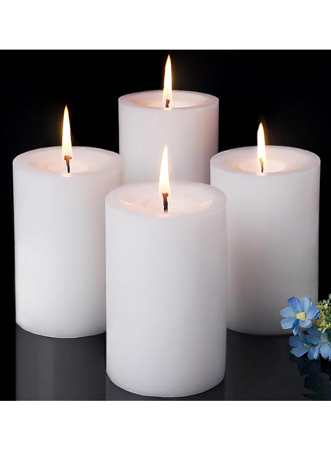 The Bros Premium Quality Unscented Pillar Candle 3 x 4 Inch, Long Burning Hours, Decorative, SPA, Church - Dripless Clean Burning Smokeless Dinner Candle | Set of 4 - Image 1