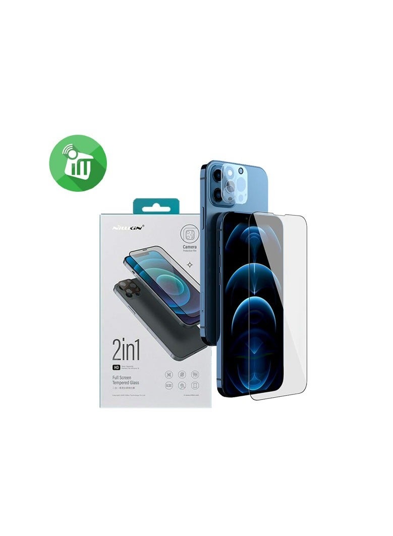 Nillkin 2-in-1 HD Full Screen Tempered Glass Protector for Apple iPhone 12 Pro – Black - Image 1