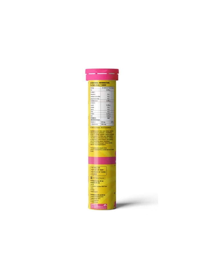 CHICNUTRIX 20 Effervescent Tablets Japanese Glutathione and Vit. C Antioxidants for clear glowing skin Sugar-free Strawberry lemon flavour  - Image 2