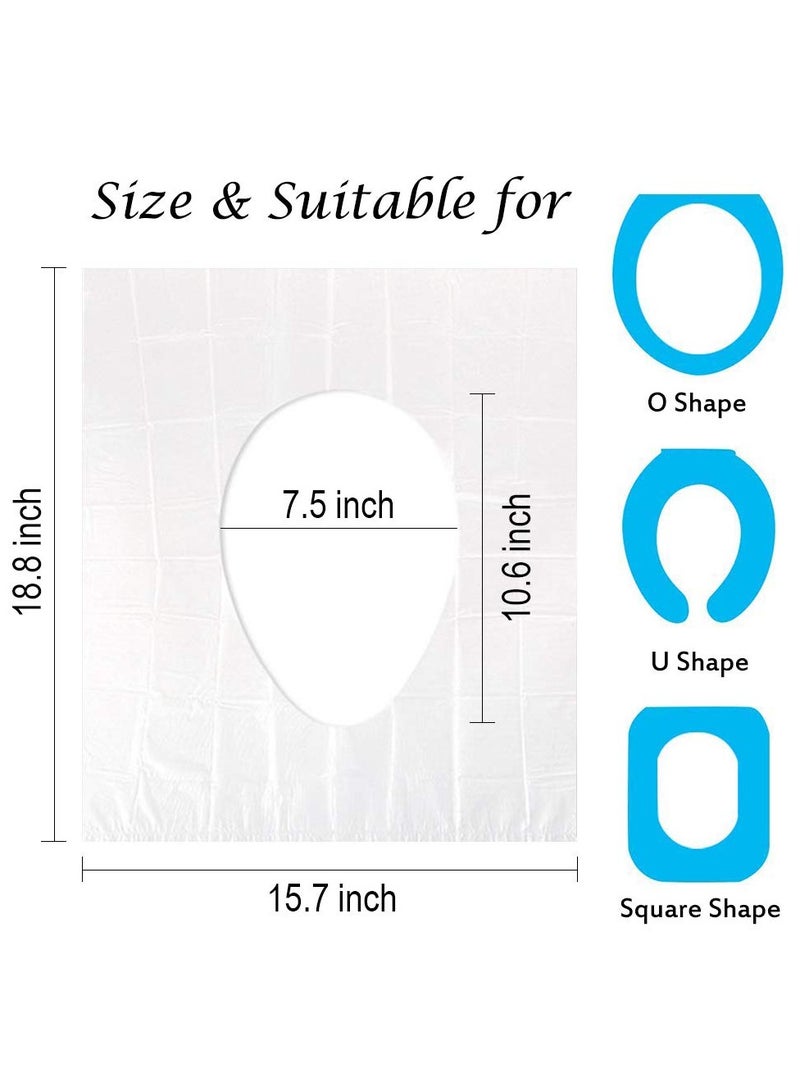 SYOSI ELECDON 100 Pack Disposable Plastic Toilet Seat Cover - Waterproof, Non-Slip, Individually Wrapped for Travel, Potty Training, and Adults  - Image 3