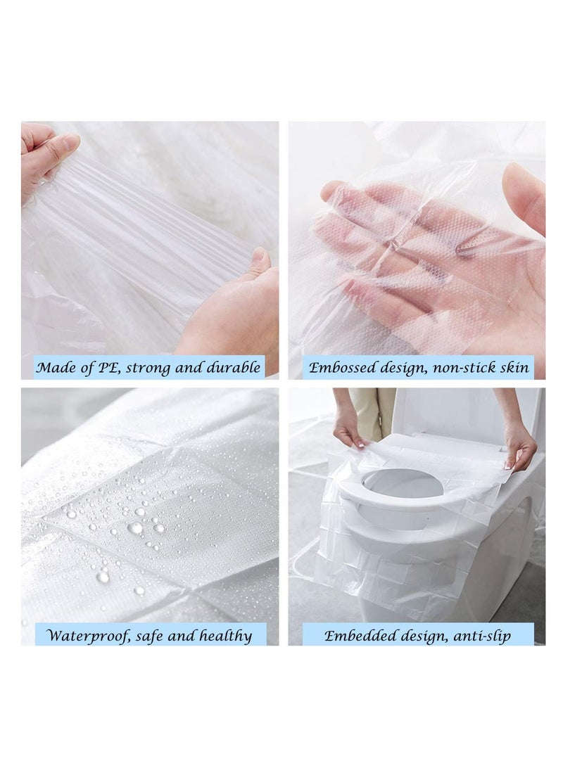 SYOSI ELECDON 100 Pack Disposable Plastic Toilet Seat Cover - Waterproof, Non-Slip, Individually Wrapped for Travel, Potty Training, and Adults  - Image 2