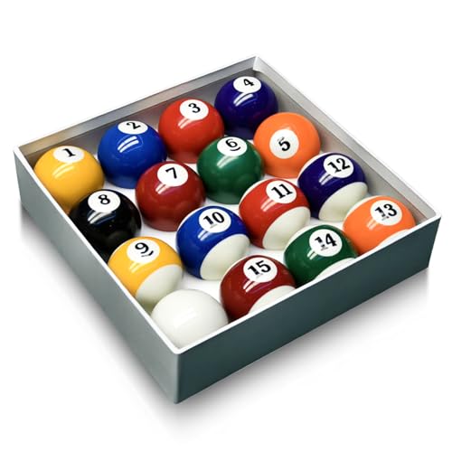HMQQ Billiard Balls Set 2-1/4" Regulation Size Pool Table Balls for Replacement (16 Resin Balls) - Image 1