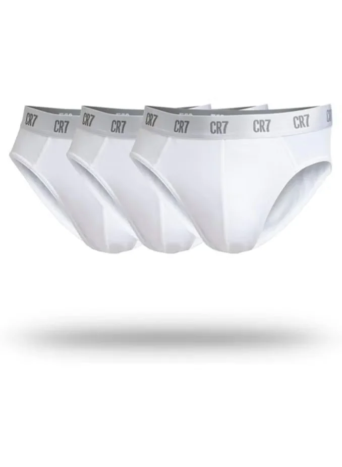 سي ار7 CR7 Main Basic Briefs for Men – Soft Cotton Comfort, Elastic Waistband, 3-Pack
