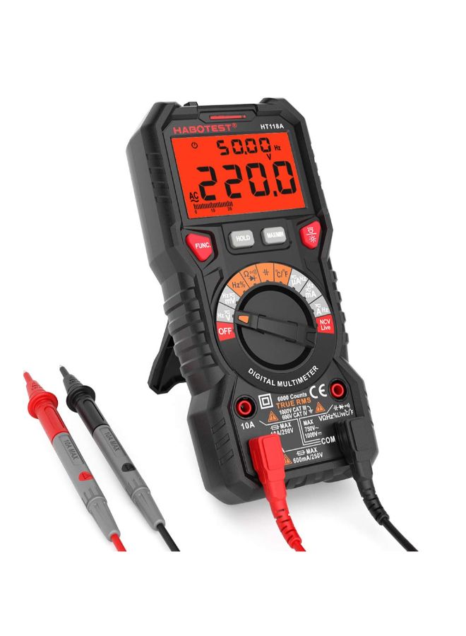 Manual Range Digital Multimeter With Pair Of Test Probe Red/Black  - Image 2