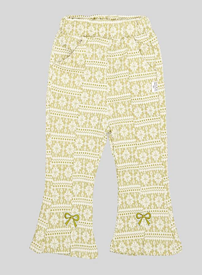 babyqlo Green Ethnic Print Bow Co-ord Set For Girls