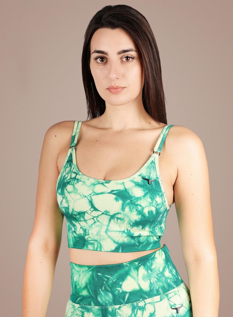 THUGFIT FunkyHues Performance-Stride Fitness Sports Bra - Green - Image 1