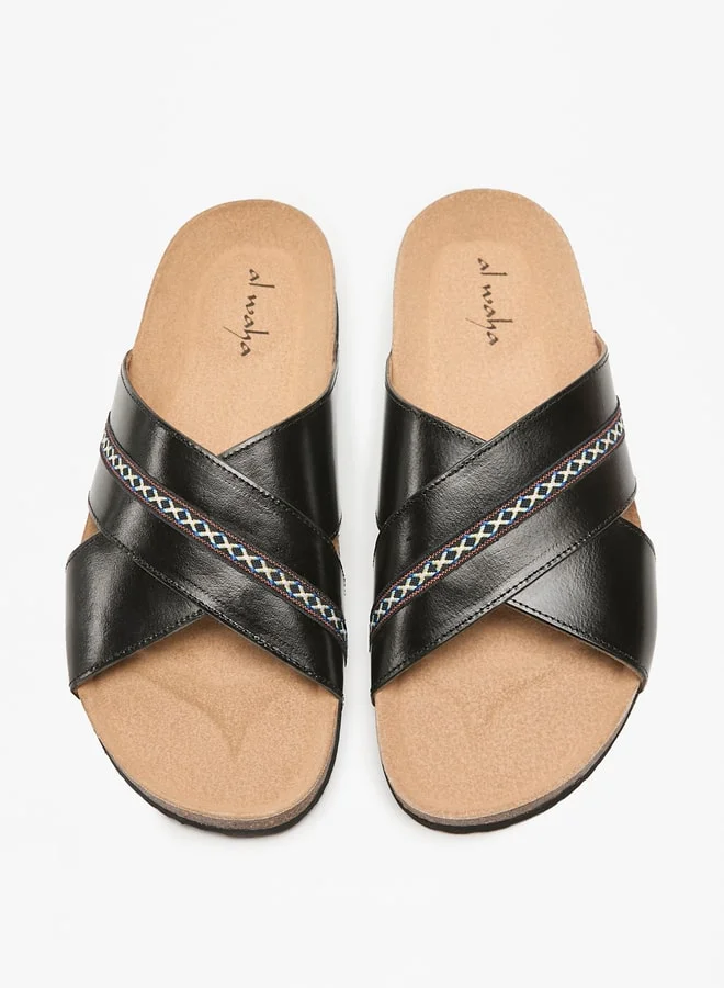 Al Waha Men's Panelled Cross Strap Slip-On Arabic Sandals