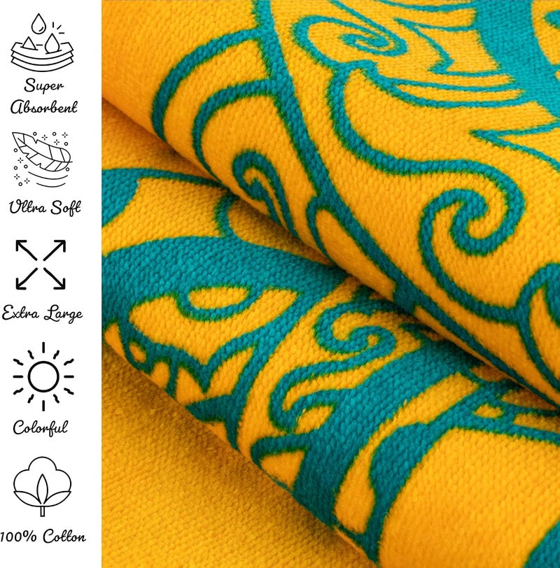 Nova Blue Octopus Beach Towel (34 X 63) – Orange & Teal Colorway with Tropical Design Travel Beach Towel Made from 100% Cotton – Vibrant Colorful Blanket Towel for Adults - Image 2
