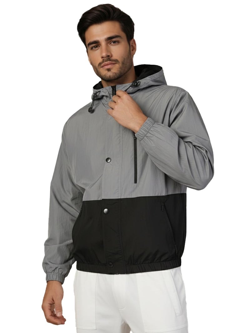CHKOKKO Sunscreen Jacket for Men Windcheater Hooded Zipper Sports Jacket | UV Protection | Sun Protective | Lightweight Water Resistant | Riding Biker | Outdoor Travel Gym Running - Image 1