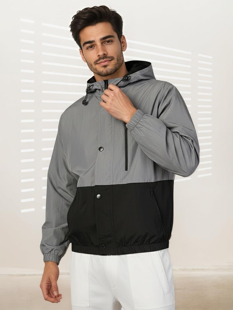 CHKOKKO Sunscreen Jacket for Men Windcheater Hooded Zipper Sports Jacket | UV Protection | Sun Protective | Lightweight Water Resistant | Riding Biker | Outdoor Travel Gym Running - Image 3