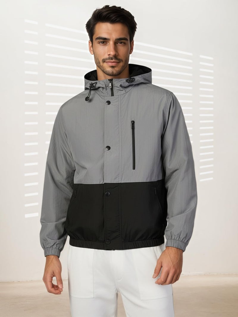 CHKOKKO Sunscreen Jacket for Men Windcheater Hooded Zipper Sports Jacket | UV Protection | Sun Protective | Lightweight Water Resistant | Riding Biker | Outdoor Travel Gym Running - Image 2