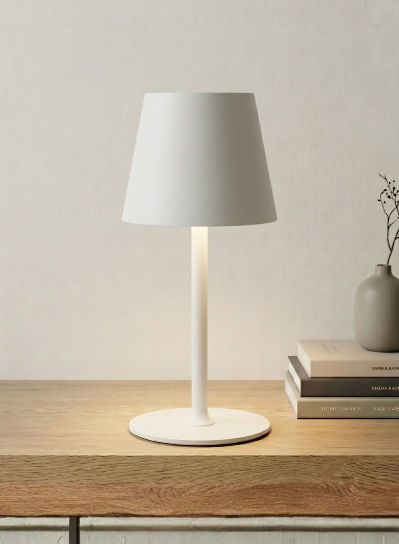 Minimalistic Metal Table Lamp | White | Touch Control | Rechargeable - Image 1