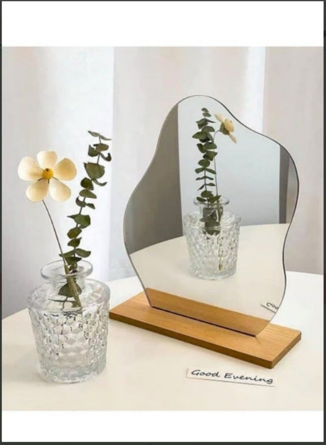 MIXDE Cloud-Shaped Table Mirror with Detachable Wooden Stand - Image 1