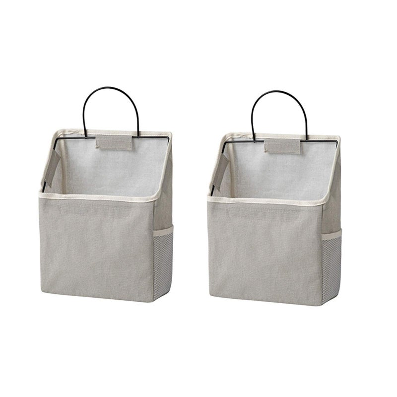 RUIPBOTE 2 Pcs WallHanging Storage Bags Desktop Organizer Basket Cotton Linen Hanging Storage Basket for KitchenBderoomLiving Room