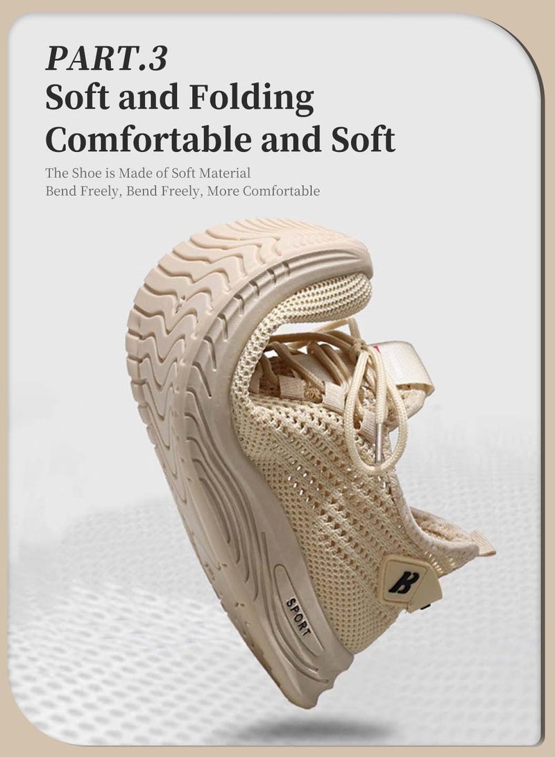 Moovant Men's Sneakers, Mesh Casual Comfortable Shoes, Non-slip Breathable Men's Shoes, Fashion Fly Woven Lightweight Work Sports Shoes, Apricot  - Image 5