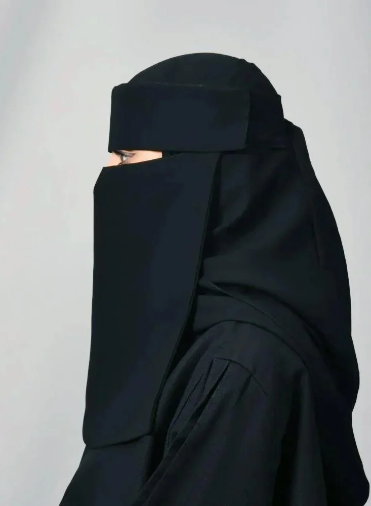 عبايات لمحة نقاب شمسي طويل بمطاط واحد مع ربطة اغلاق