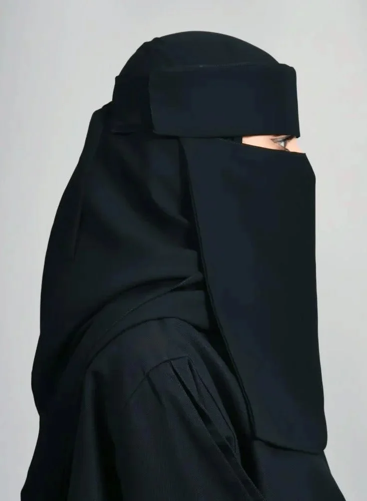 عبايات لمحة نقاب شمسي طويل بمطاط واحد مع ربطة اغلاق