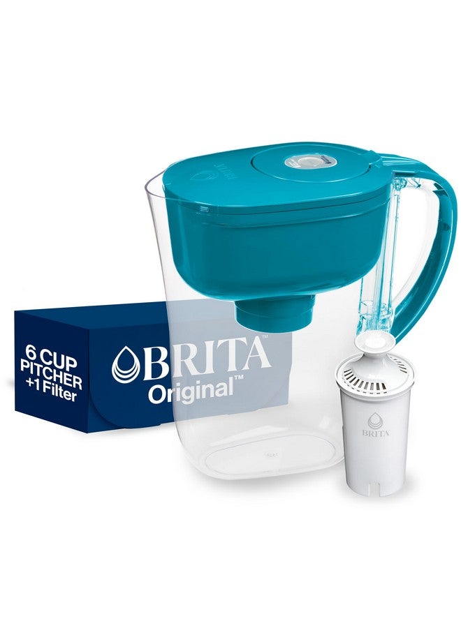 Brita Metro Water Filter Pitcher with SmartLight Change Indicator, BPA-Free, Replaces 1,800 Plastic Water Bottles a Year, Lasts Two Months, Includes 1 Filter, Small - 6-Cup Capacity, Turquoise - Image 1