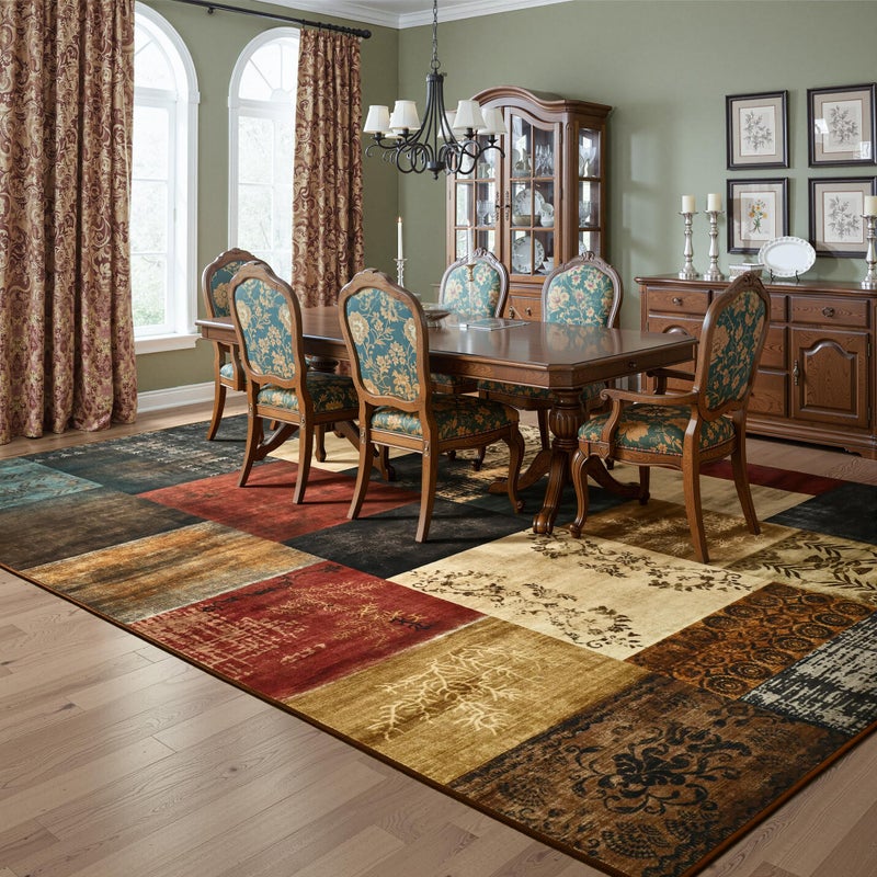 Tepook Modern Area Rug for Living Room, 6x9 Geometric Large Rugs for Bedroom, Washable Patchwork Rug Indoor Non-Slip Throw Carpets for Dining Room Office Farmhouse Home Decor, Multi - Image 5