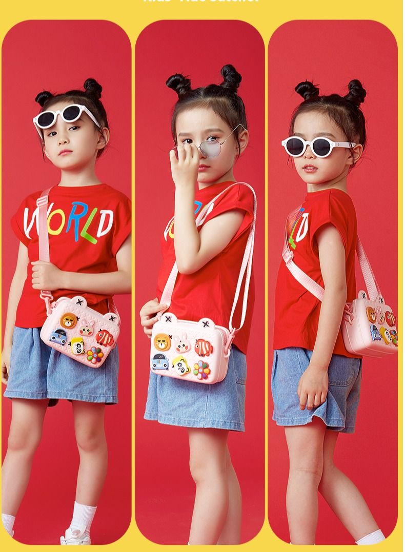 GULFLINK Kids Bags Children Shoulder Bags Girls Purse for Toys Cameras Children's Birthday Gift Pink  - Image 4