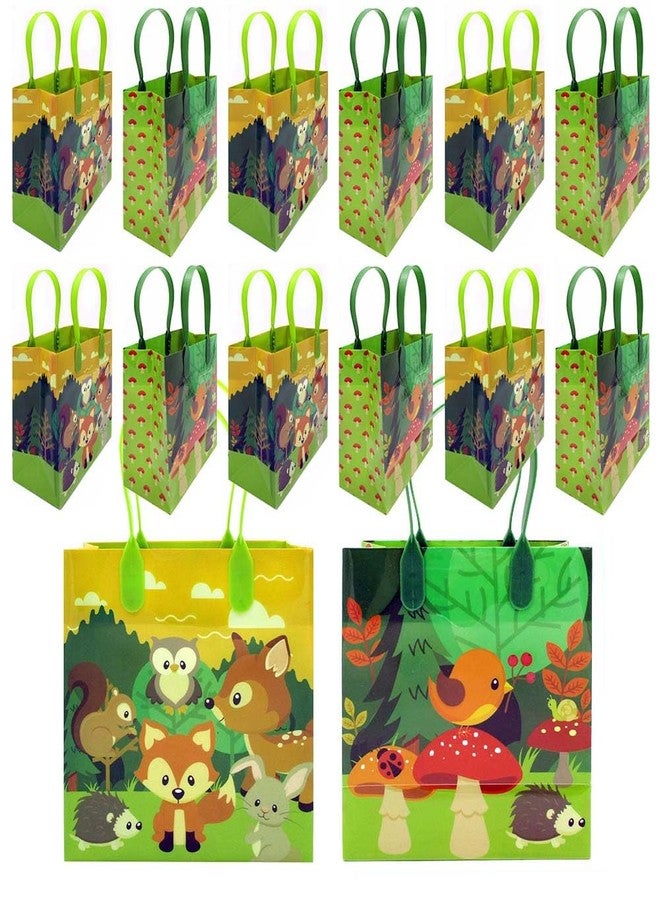 تايني ميلز أكياس هدايا لحفلات أعياد الميلاد من تايني ميلز، بتصميم حيوانات الغابة ومخلوقاتها، مزودة بمقابض، عبوة من 12 كيسًا. - Image 1