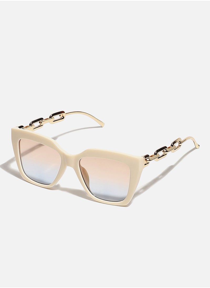 Haute Sauce White Frame Gold Stem Cat Eye Sunglass  - Image 5