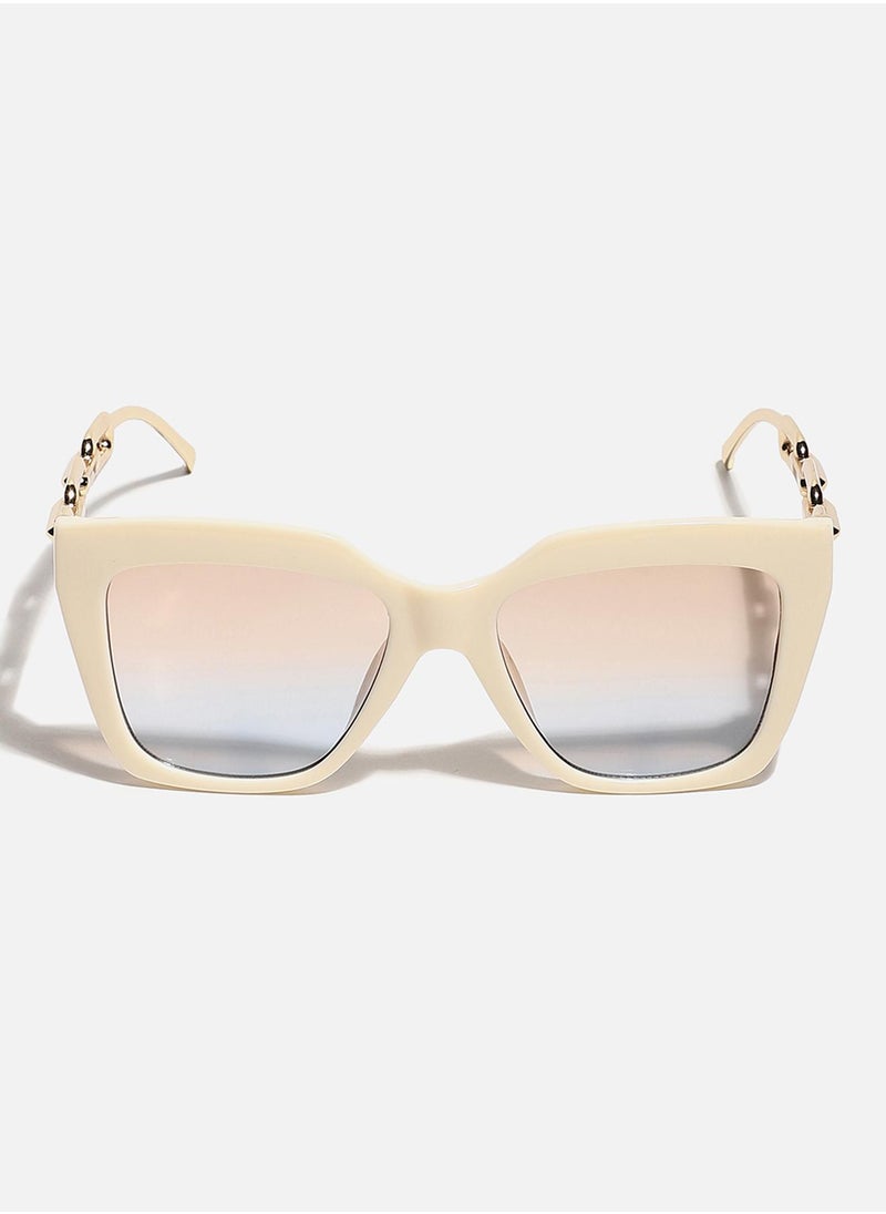 White Frame Stem Cat Eye Sunglass