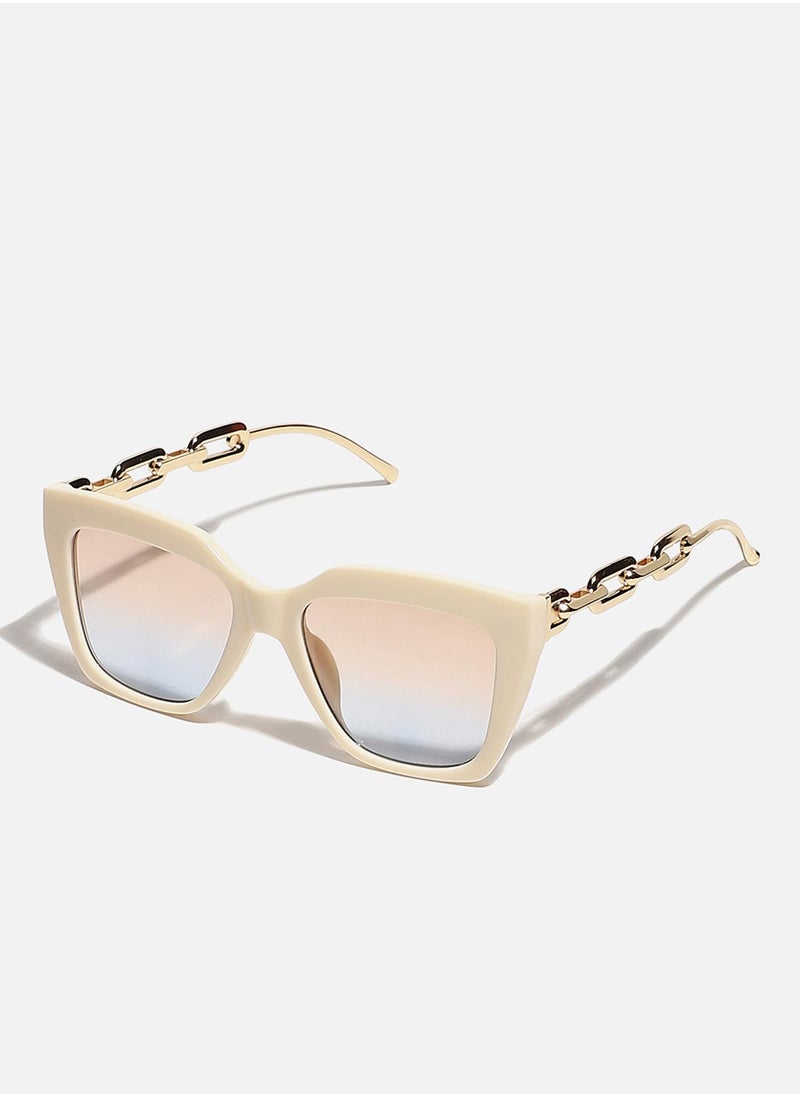 White Frame Stem Cat Eye Sunglass