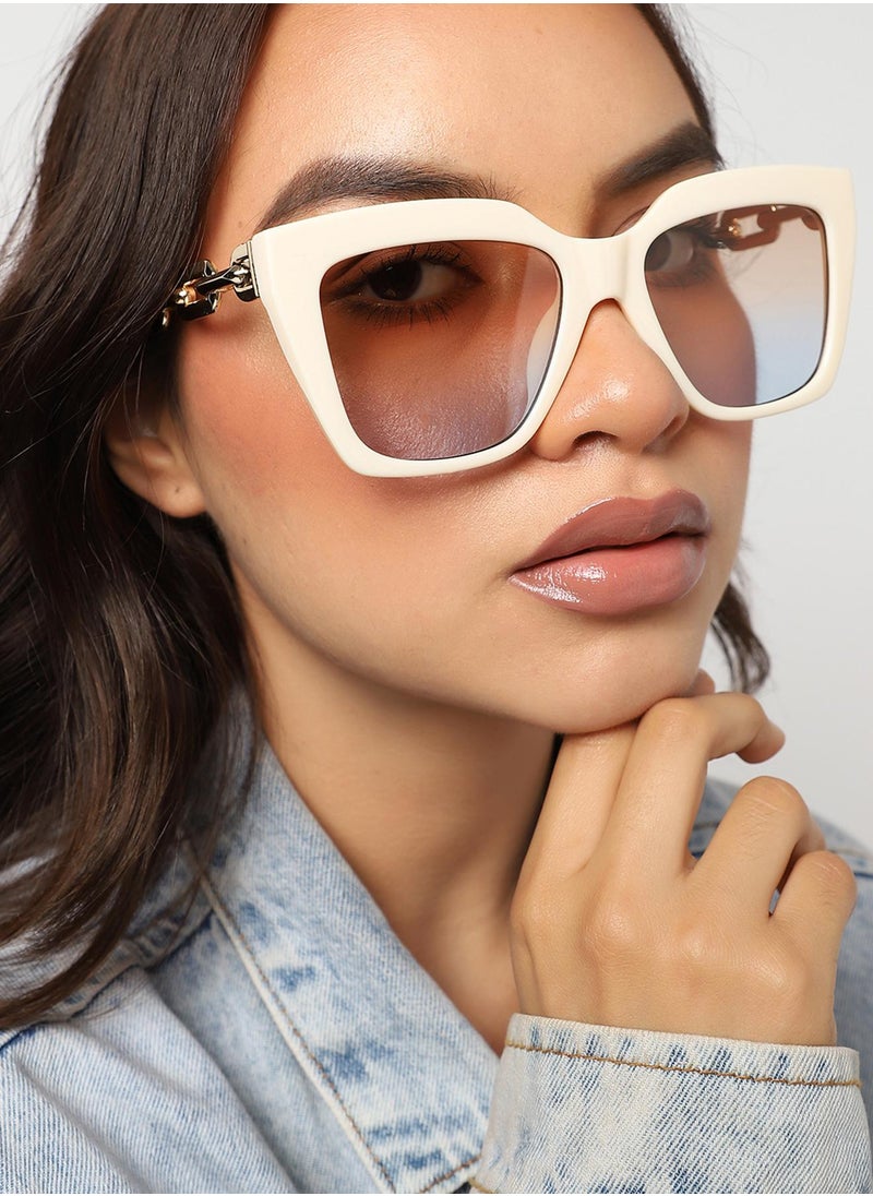 White Frame Stem Cat Eye Sunglass