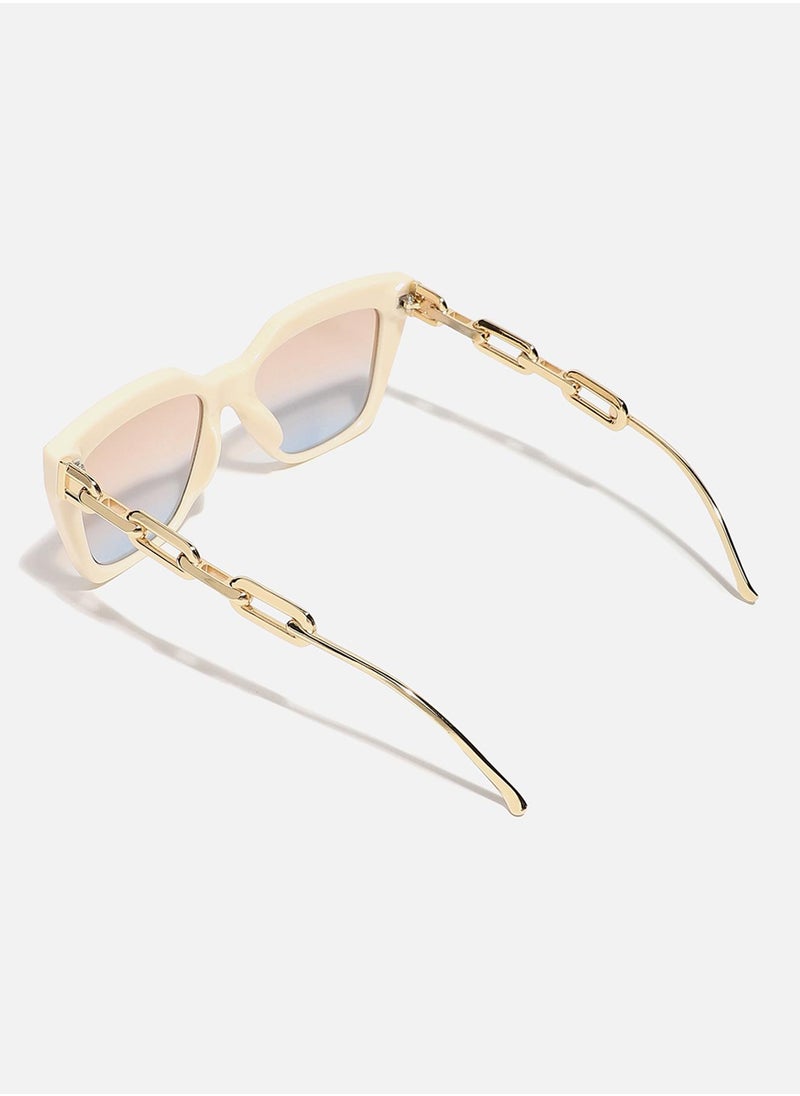 White Frame Stem Cat Eye Sunglass