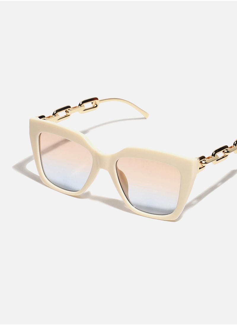White Frame Stem Cat Eye Sunglass