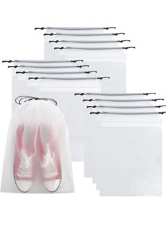 Generic 12PCS Shoe Bags for Travel, Transparent Shoe Organizers Pouch with Rope, Portable Drawstring Shoe Bags Shoe Storage Bags for Men and Women  - Image 1