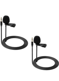 2 حزمة من ميكروفون Lavalier Lapel متوافق مع ميكروفون Rode Wireless GO II Wireless Pro DJI اللاسلكي، 3.5 مم TRS مكثف متعدد الاتجاهات مشبك سلكي على ميكروفون Lav للبث المباشر على YouTube، CM5
