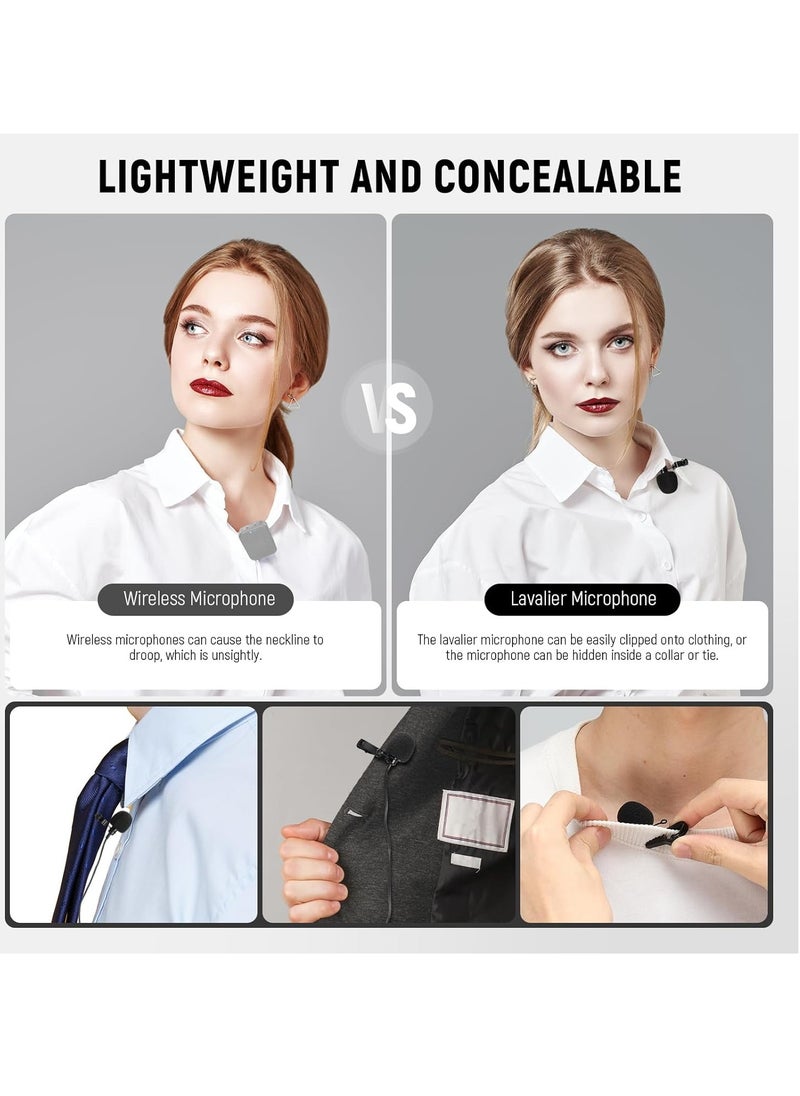 جنرال - 2 حزمة من ميكروفون Lavalier Lapel متوافق مع ميكروفون Rode Wireless GO II Wireless Pro DJI اللاسلكي، 3.5 مم TRS مكثف متعدد الاتجاهات مشبك سلكي على ميكروفون Lav للبث المباشر على YouTube، CM5 - Image 1