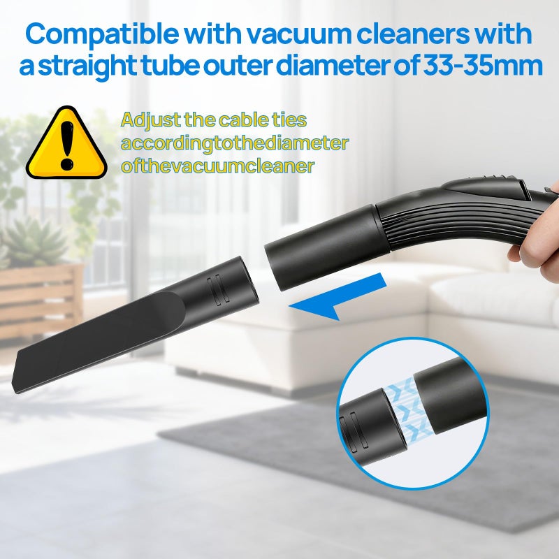 Tbest Universal Vacuum Crevice Tool, 35mm Flat Cleaner Nozzle for Car Detailing & Hard to Reach Areas, Durable Flexible Vacuum Attachment for Sofa, Keyboard, Vents, Under Furniture - Image 3