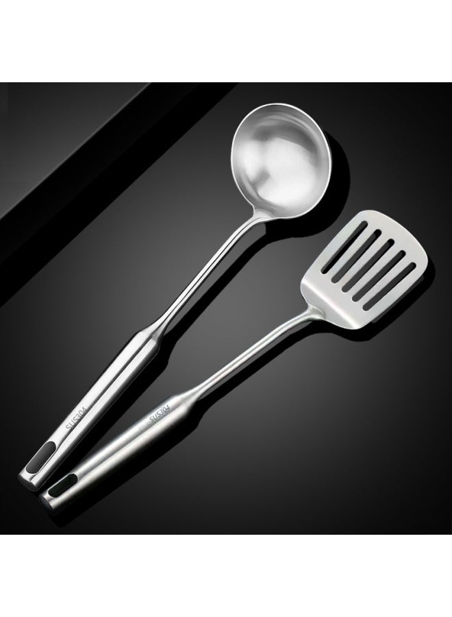304 Long Handle Stainless Steel Pizza Shovel Household Kitchen Steak Shovel Pancake Fried Egg Leak Shovel Flat Pan Product-Color:304 German Technology  Collection Priority Delivery - Image 1