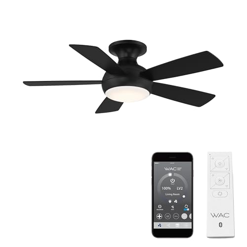 WAC Lighting F-034L-MB Odyssey 44" Hugger Ceiling Fan with LED Lights & Remote, Matte Black - Image 1