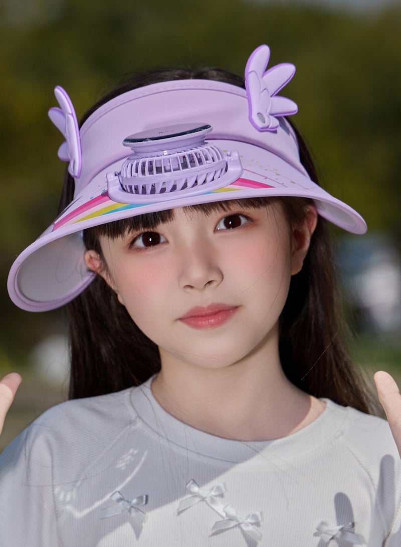 قبعة أطفال مراوح شمسية قابلة للشحن، تبريد بثلاث سرعات، وقمة مفتوحة للتنفس - Image 1