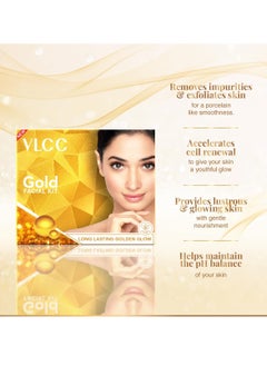 VLCC VLCC Gold Facial Kit, Bright & Glowing Skin - 60g and VLCC Insta Glow Gold Bleach - 30g | For Instant Fairness & Glowing Skin with Gold, and Turmeric  - Image 3